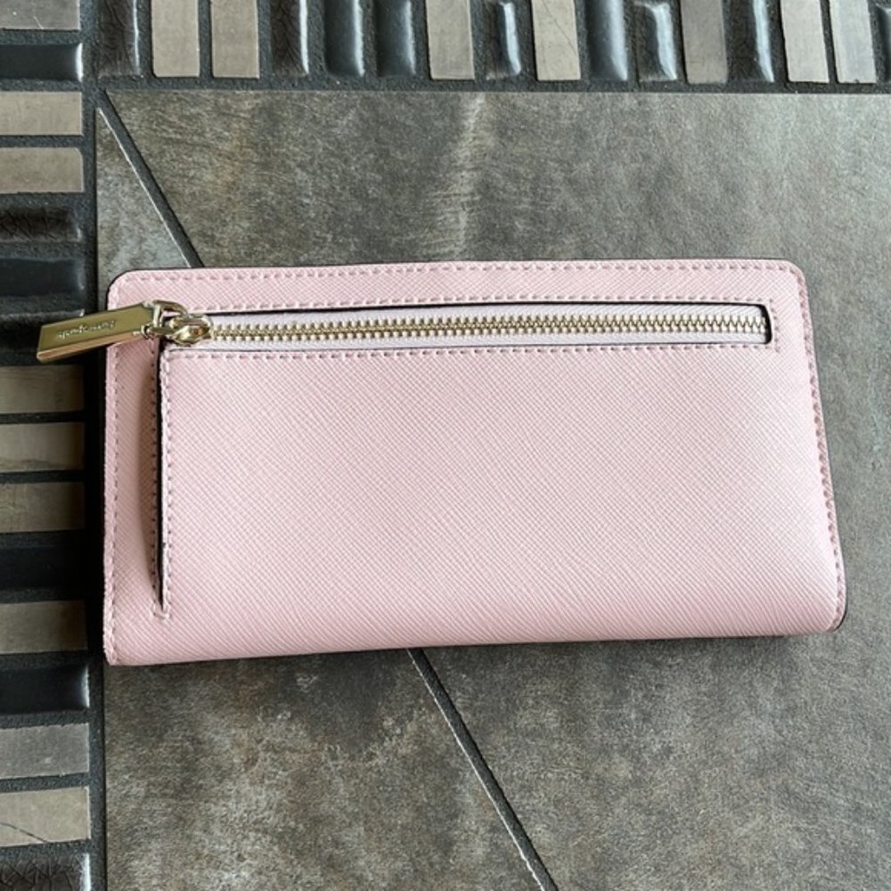 Kate Spade Madison Large Slim Bifold Wallet Conch Pink NWT - Picture 7 of 16
